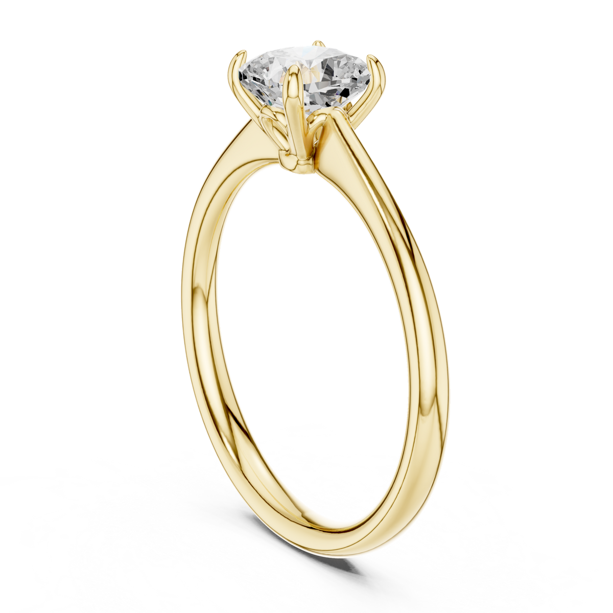 14K Solid Gold Lab Diamond Solitaire Ring, Yellow Gold, view 1