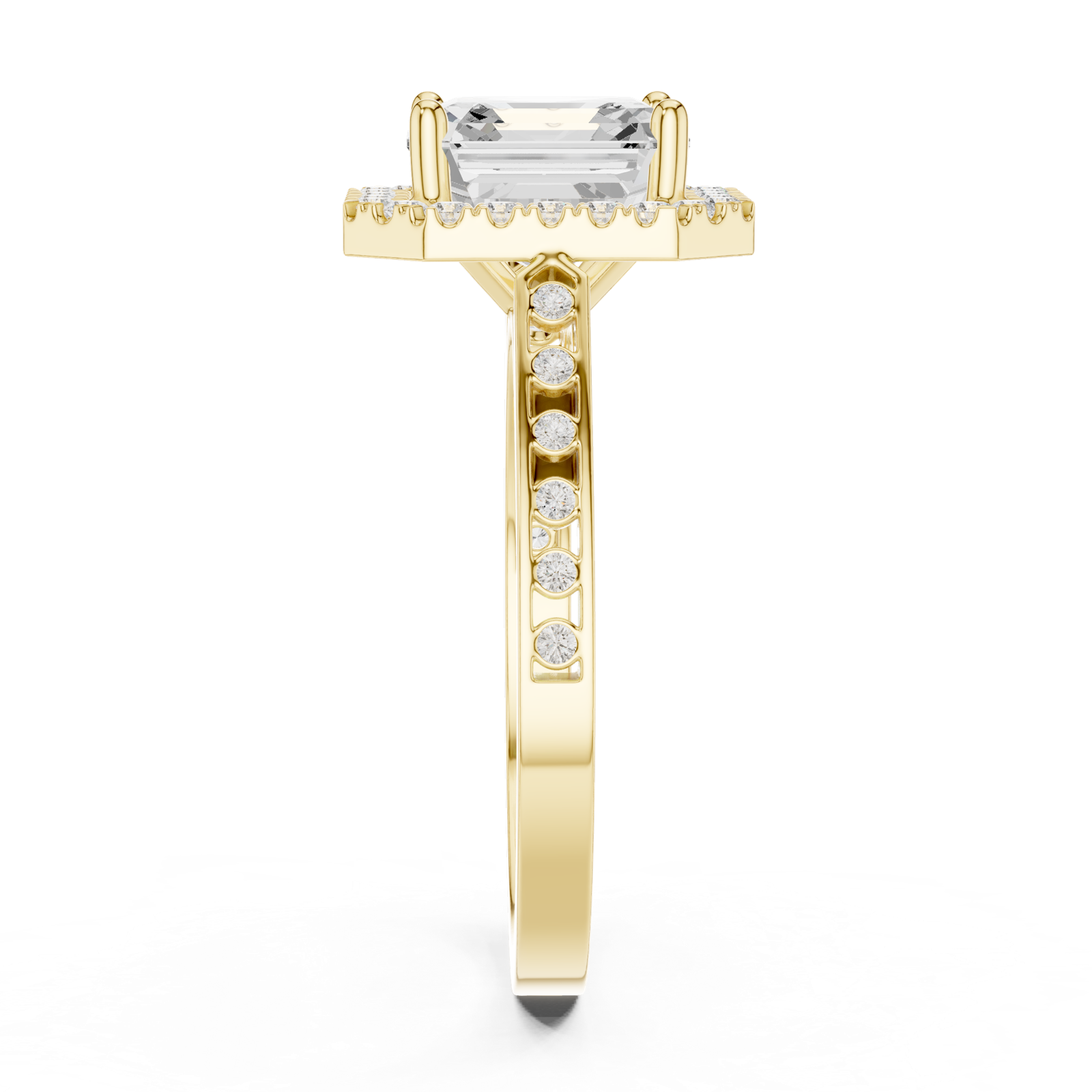 Gold Ring, Asscher center stone, Yellow Gold, view 3
