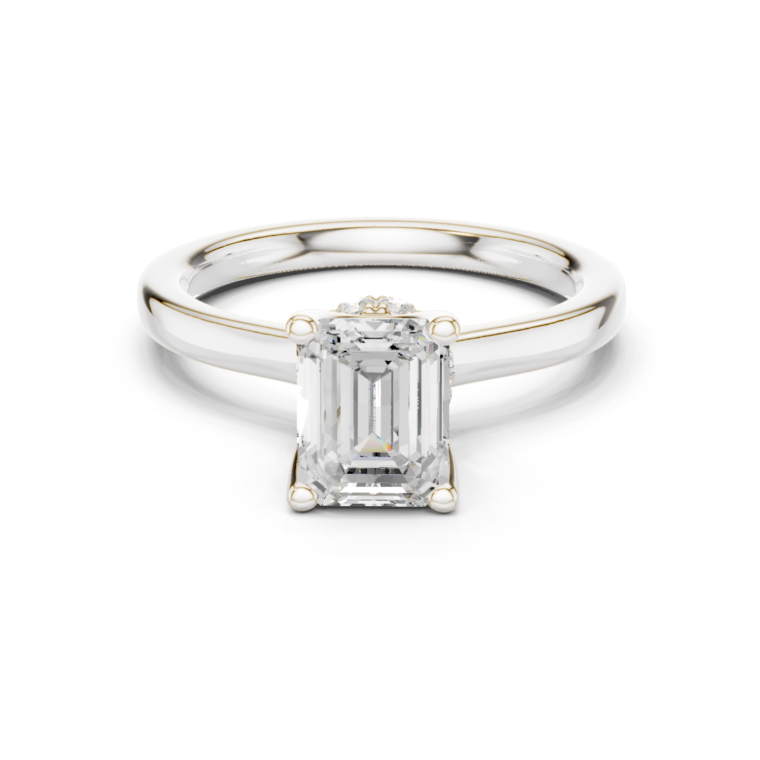 Gold Ring DDLR-176, Emerald center stone, White Gold