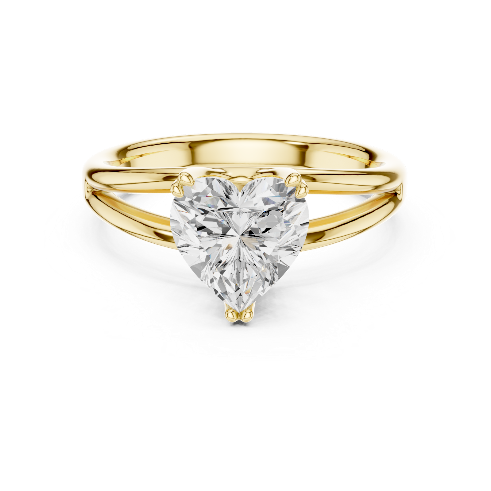 Gold Jewelry L36-7, Heart center stone, Yellow Gold, view 4