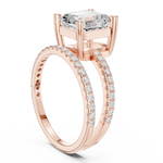 Gold Jewelry, Asscher center stone, Rose Gold, view 1
