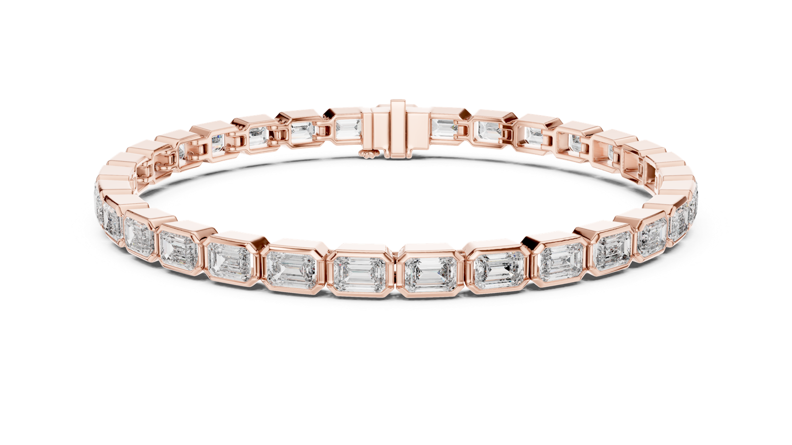 14K Solid Gold Lab Diamond Bracelet, Rose Gold, view 4