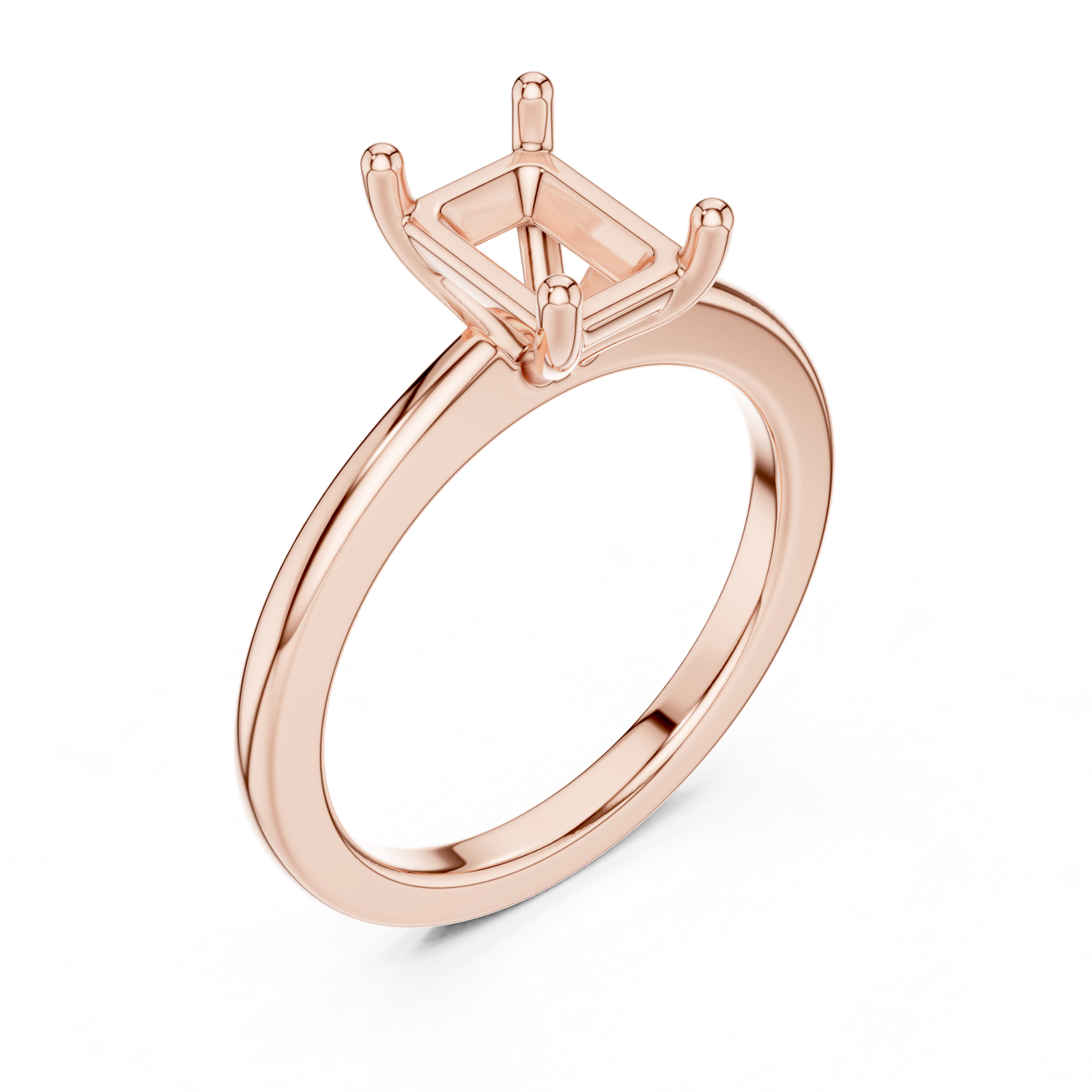 Gold Ring DDLR-032, Emerald center stone, Rose Gold, view 2