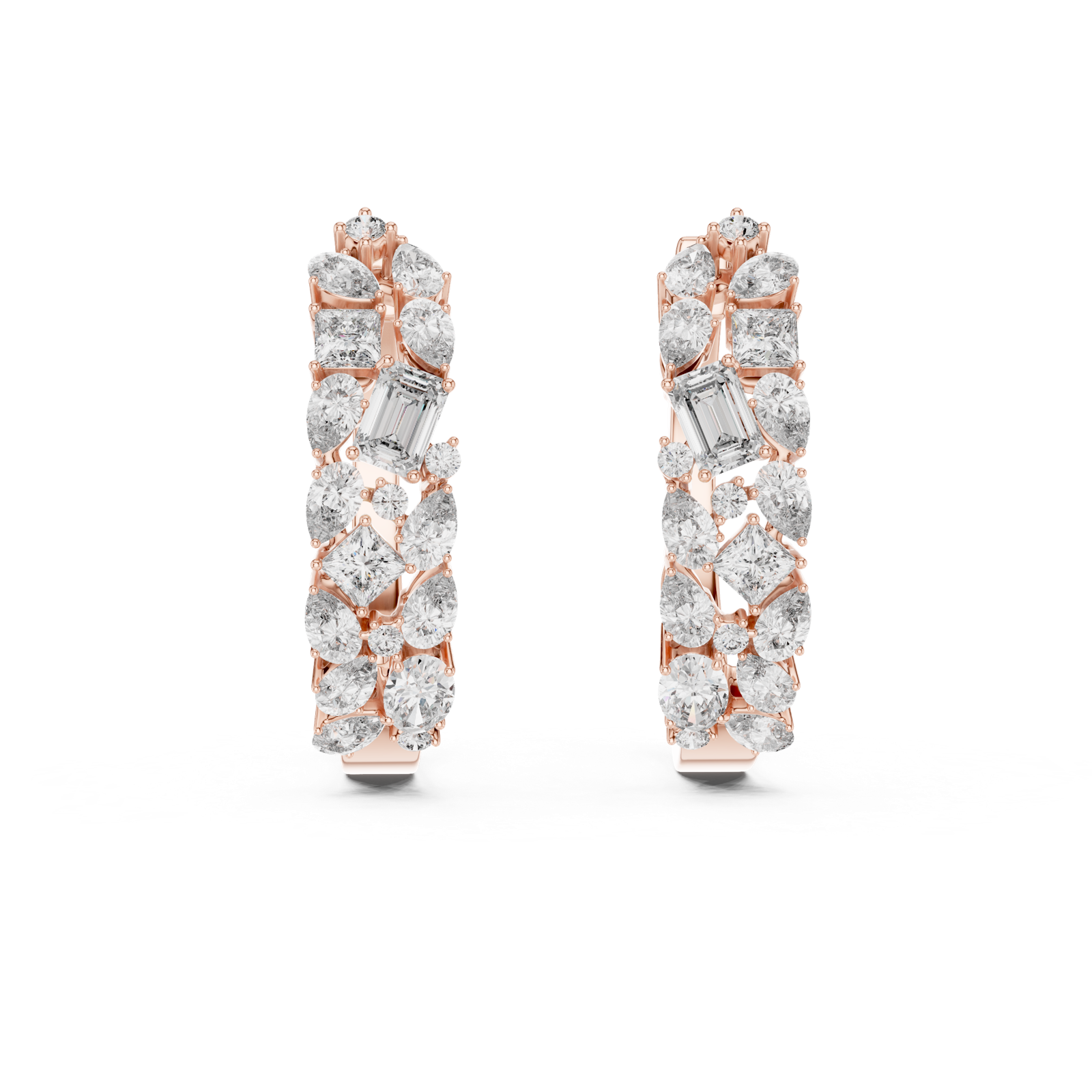 14K Solid Gold Lab Diamond Huggie Earrings, Rose Gold