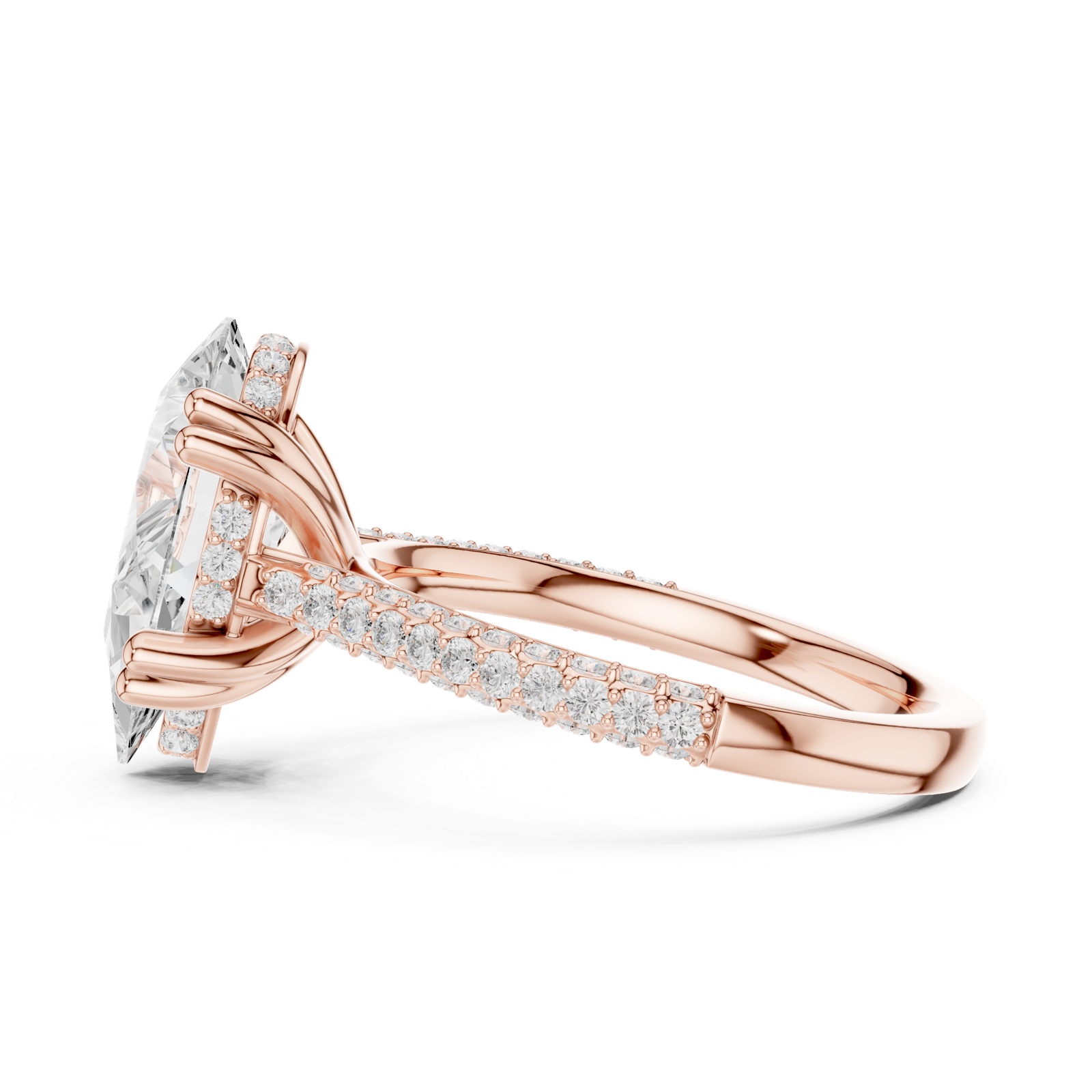 Gold Ring DDLR-260, Pear center stone, Rose Gold, view 3