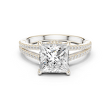 Gold Ring DDLR-252, Princess center stone, White Gold