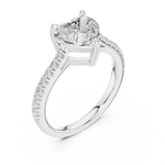 Gold Ring DDLR-039, Heart center stone, White Gold, view 2