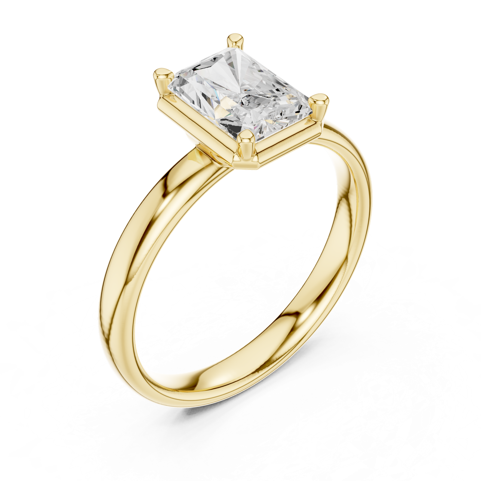 Gold Jewelry L36-10, Radiant center stone, Yellow Gold, view 2