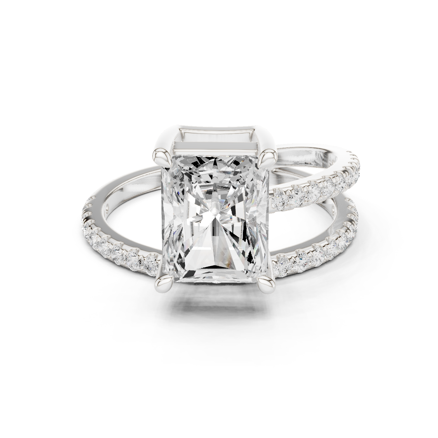 Gold Jewelry L35-39, Radiant center stone, White Gold