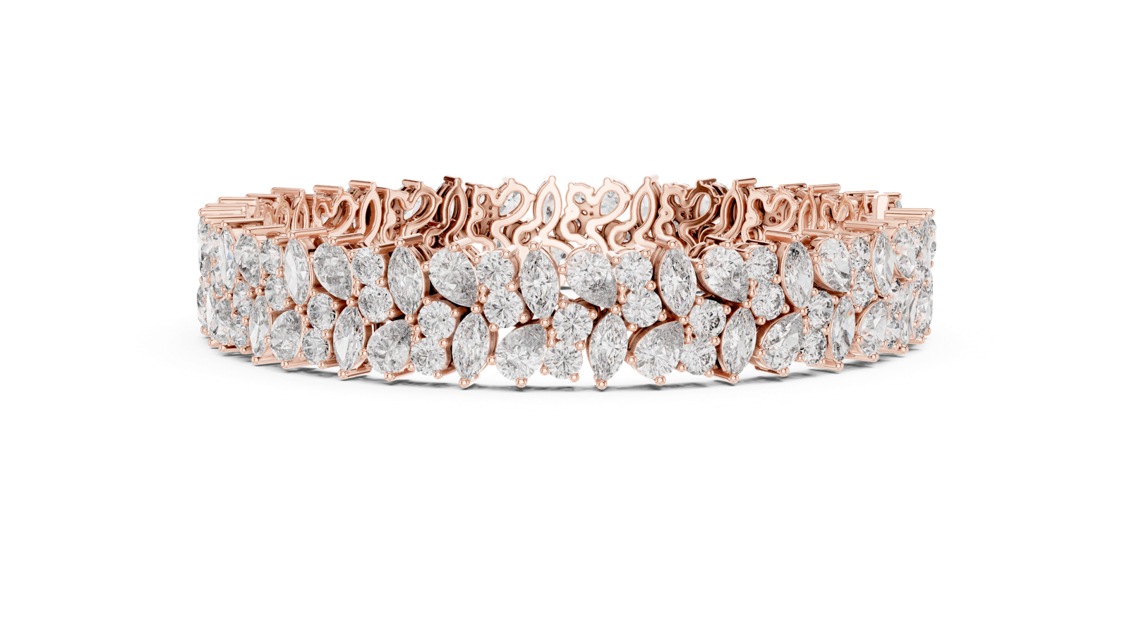 14K Solid Gold Lab Diamond Bracelet, Rose Gold, view 3