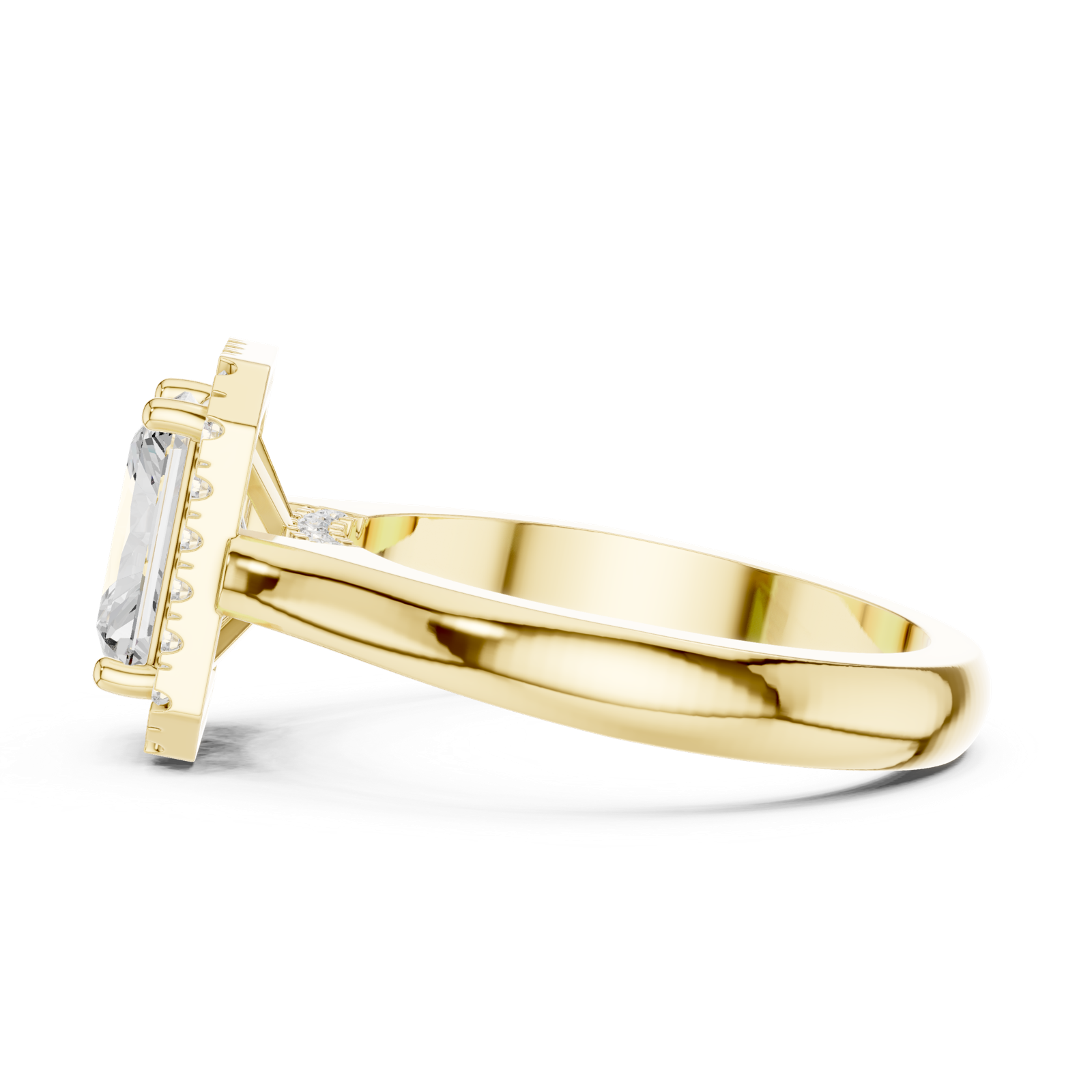Gold Ring DDLR-338, Radiant center stone, Yellow Gold, view 3