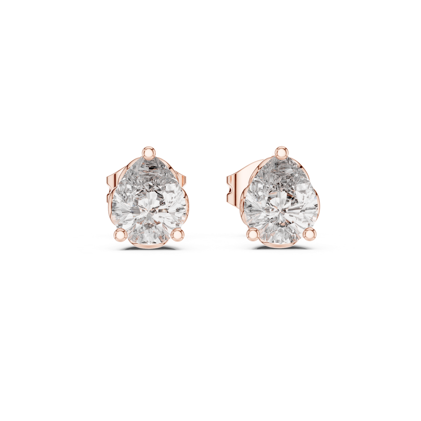 Gold Earrings GER-0363, Rose Gold, view 4
