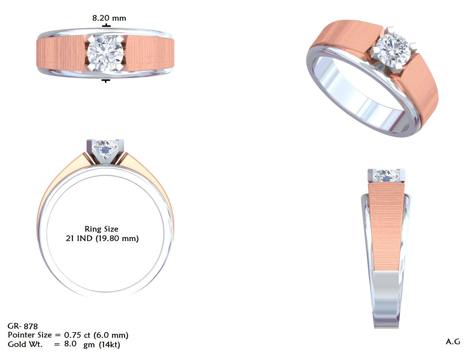 14K Solid Gold Lab Diamond Solitaire Ring, Yellow Gold, view 50