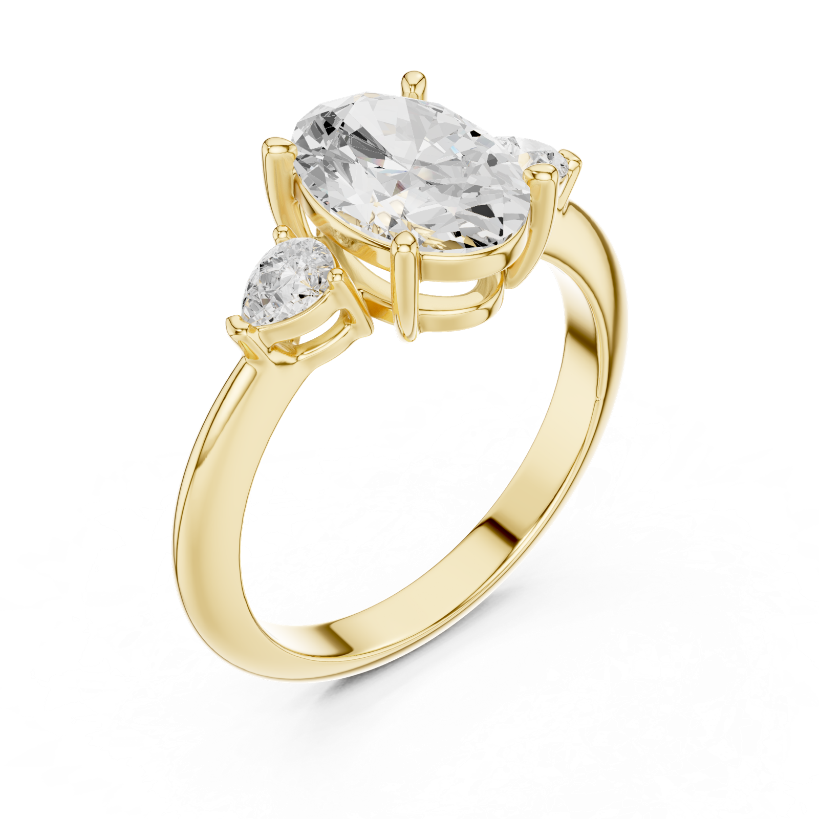 Gold Jewelry L35-66, Oval center stone, Yellow Gold, view 2