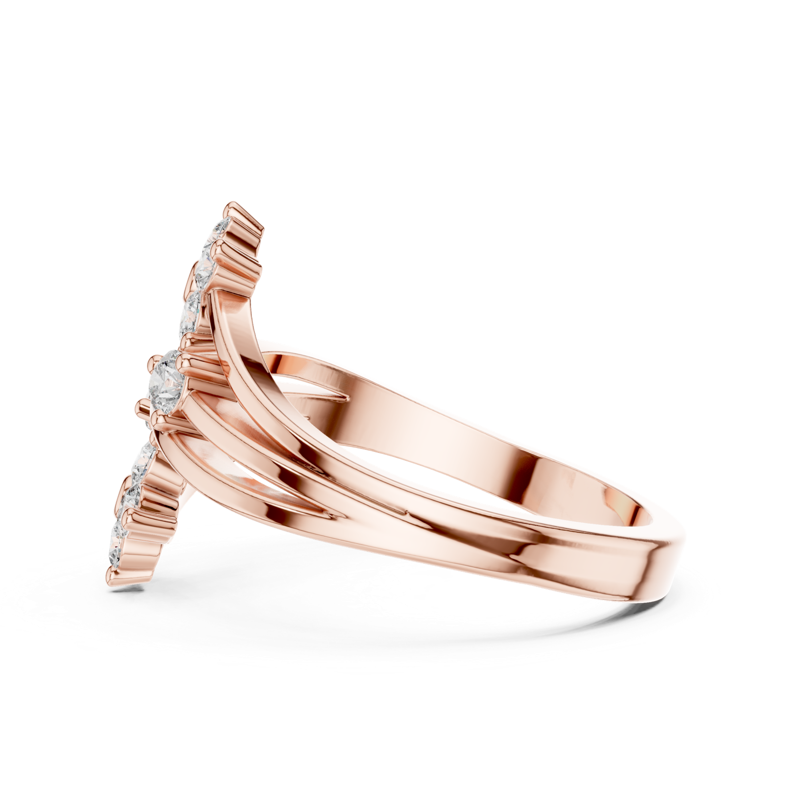 14K Solid Gold Lab Diamond Flower Cluster Ring, Rose Gold, view 3