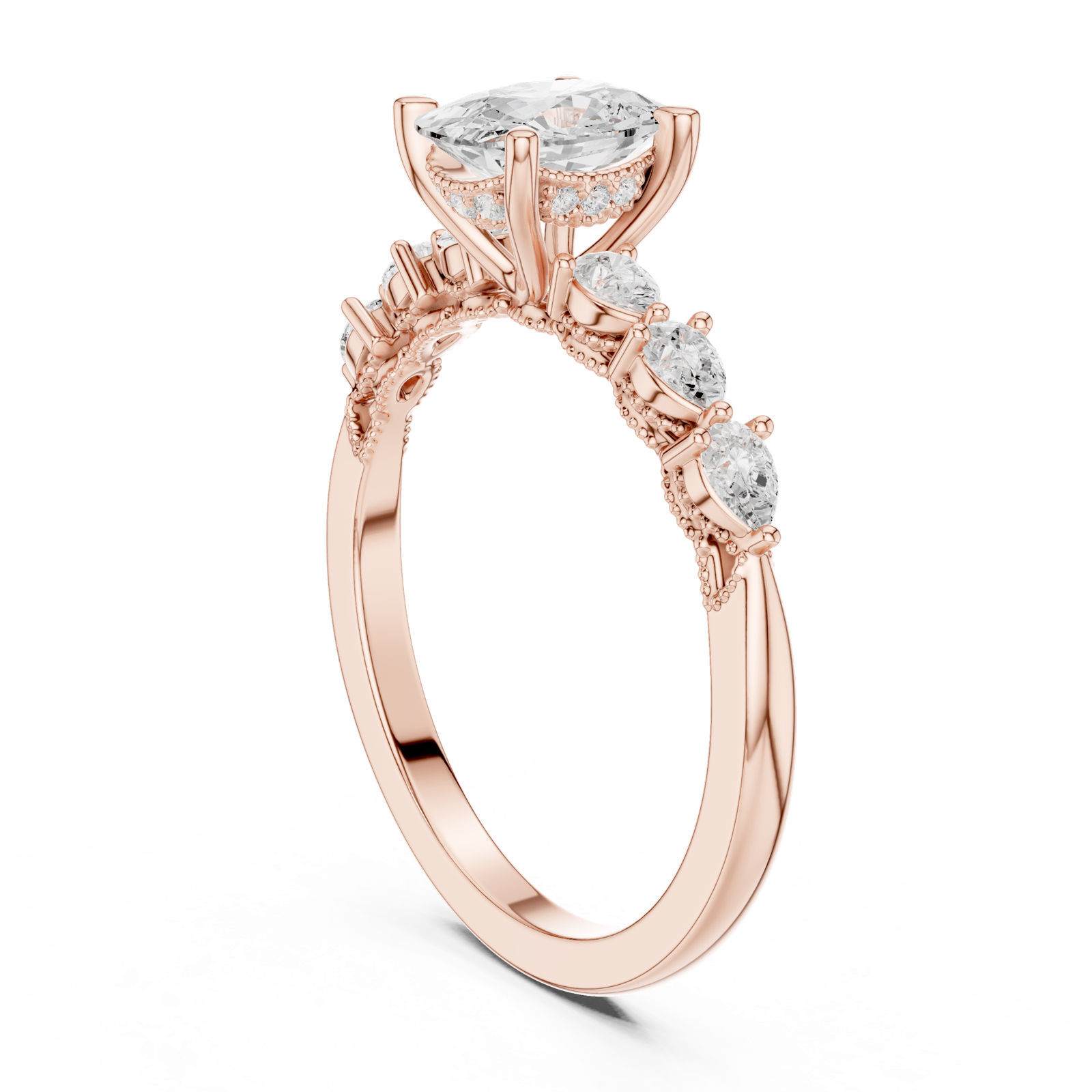 Gold Ring DDLR-907, Rose Gold, view 1