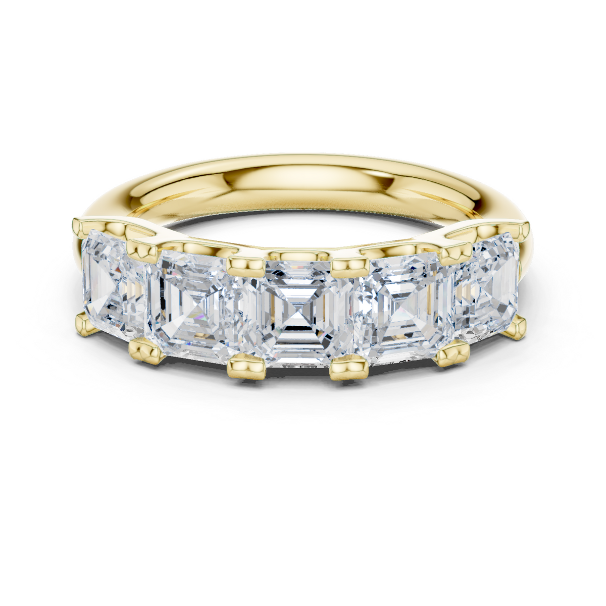14K Solid Gold Lab Diamond Band Ring, Yellow Gold