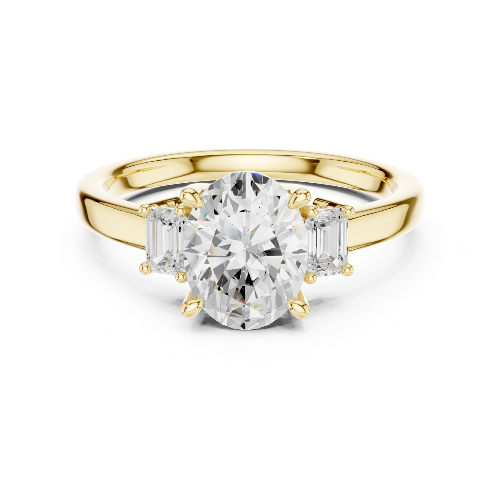 Gold Ring DDLR-038, Oval center stone, Yellow Gold, view 4