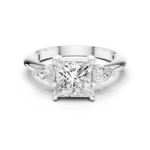 Gold Jewelry L35-66, Princess center stone, White Gold