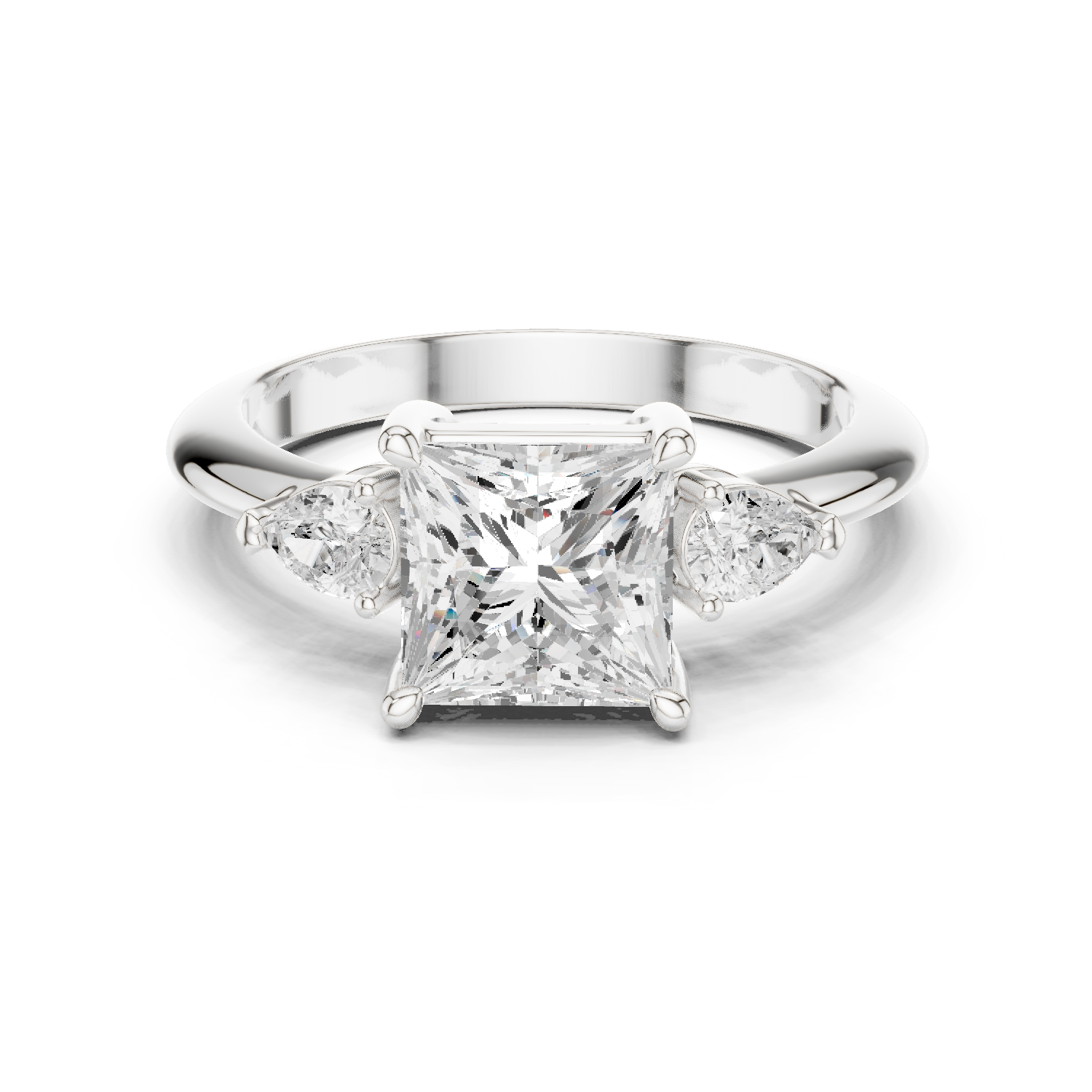 Gold Jewelry L35-66, Princess center stone, White Gold