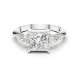 Gold Jewelry L35-66, Princess center stone, White Gold