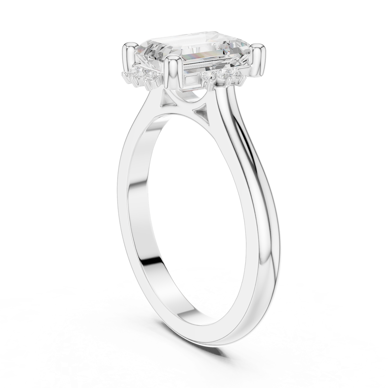 Gold Jewelry L35-123, Emerald center stone, White Gold, view 1