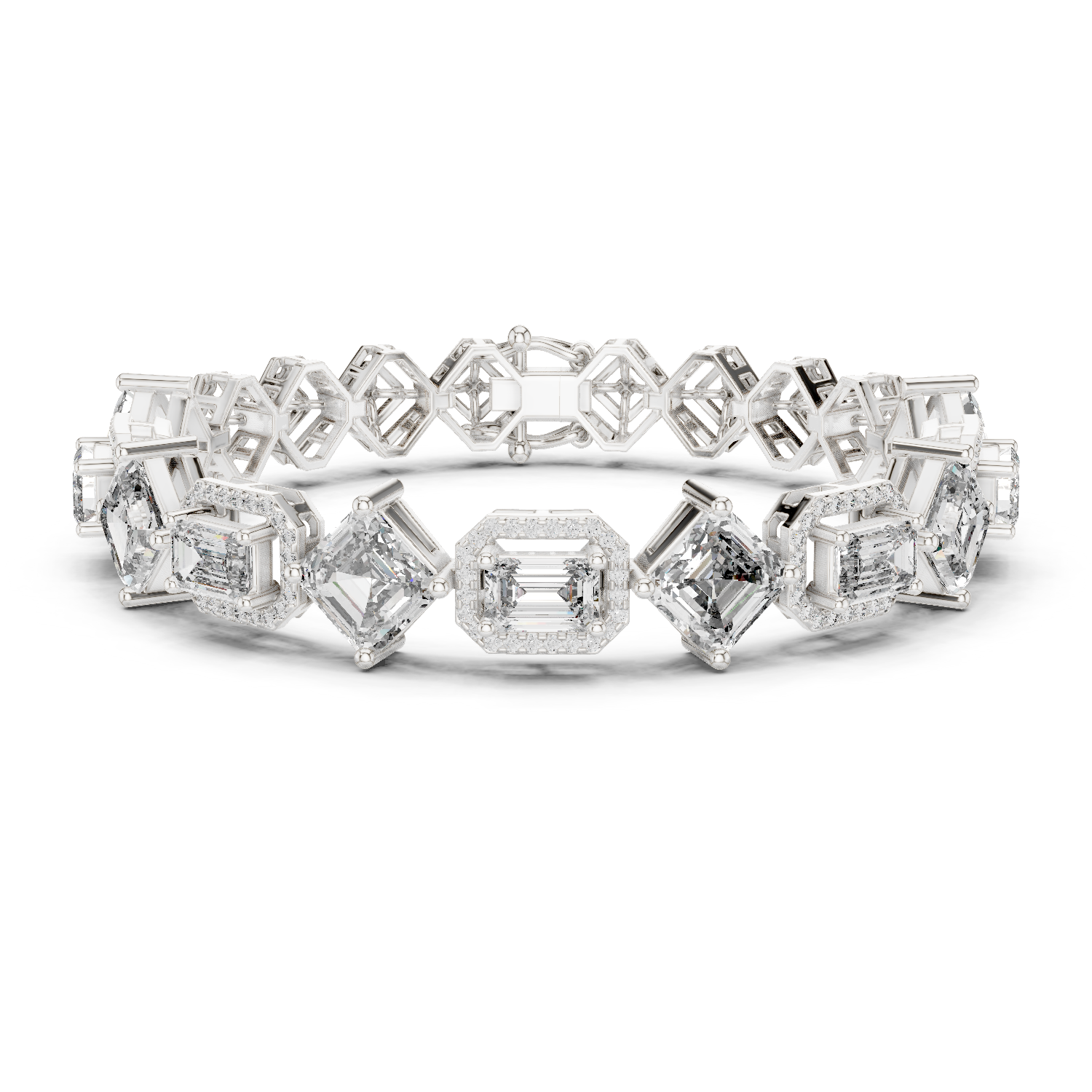 14K Solid Gold Lab Diamond Bracelet, White Gold