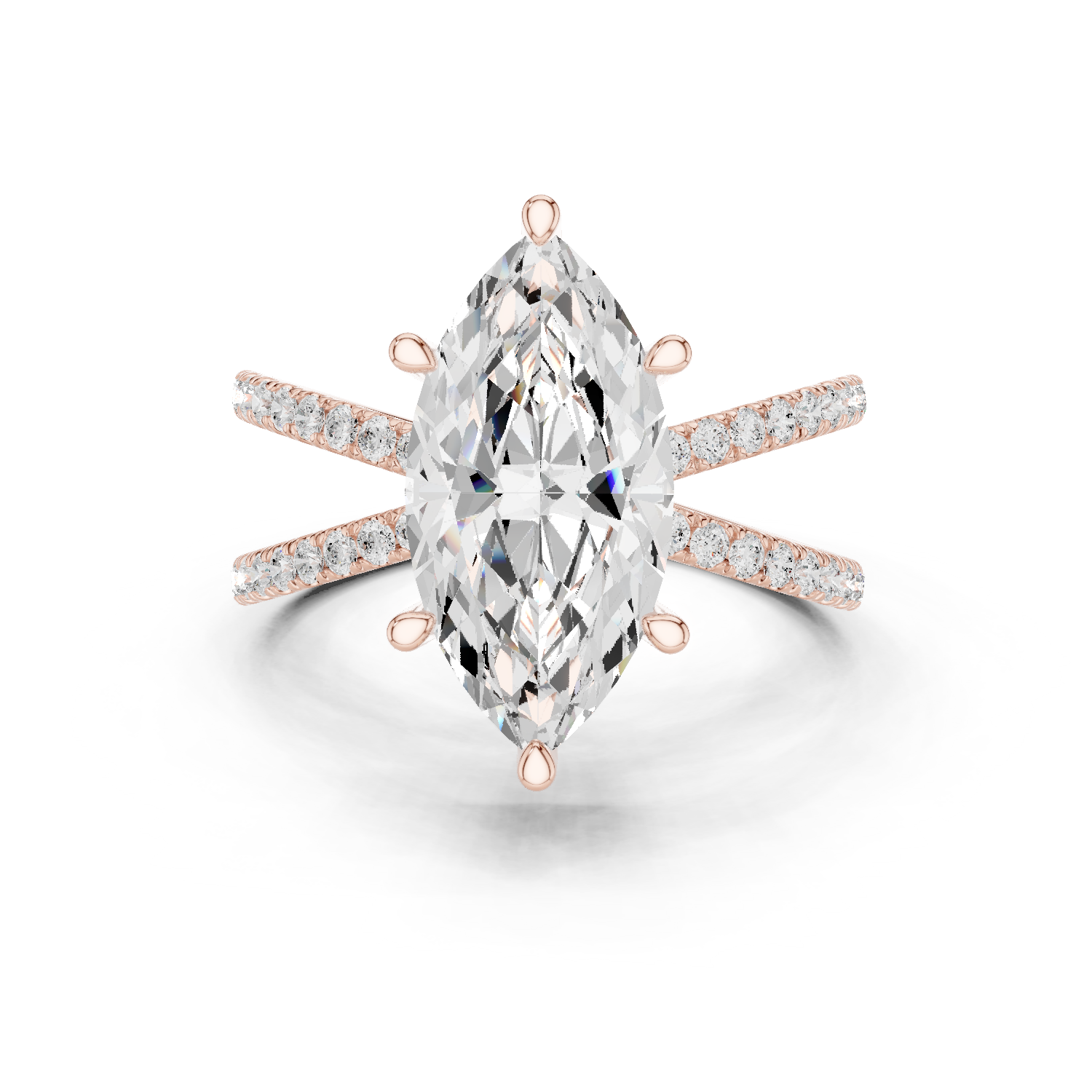 Gold Jewelry L36-25, Marquise center stone, Rose Gold