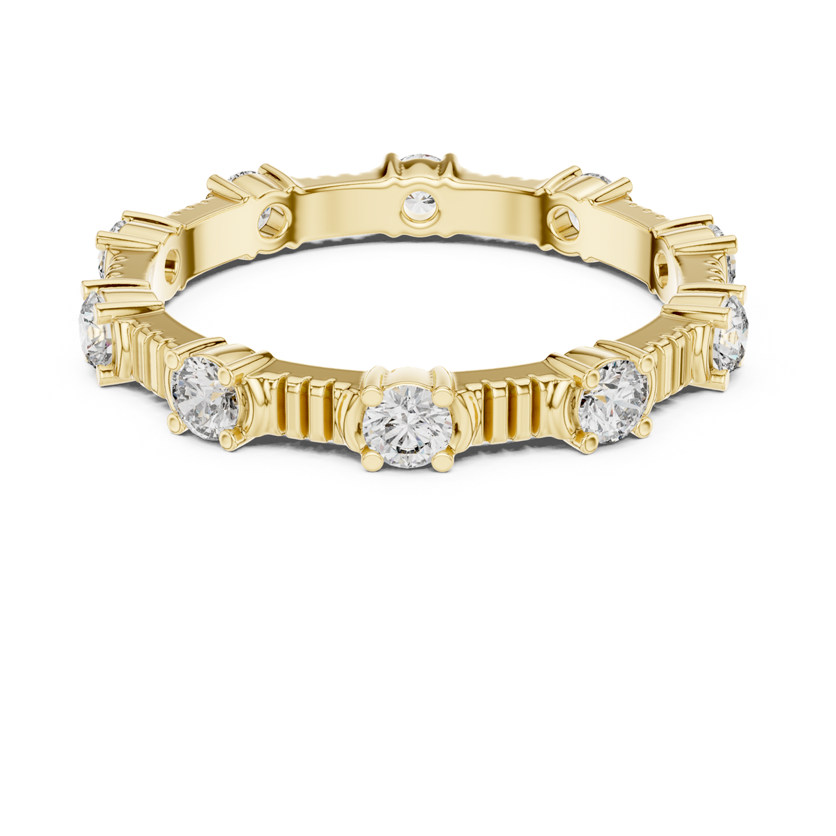 14K Solid Gold Lab Diamond Eternity Ring, Yellow Gold