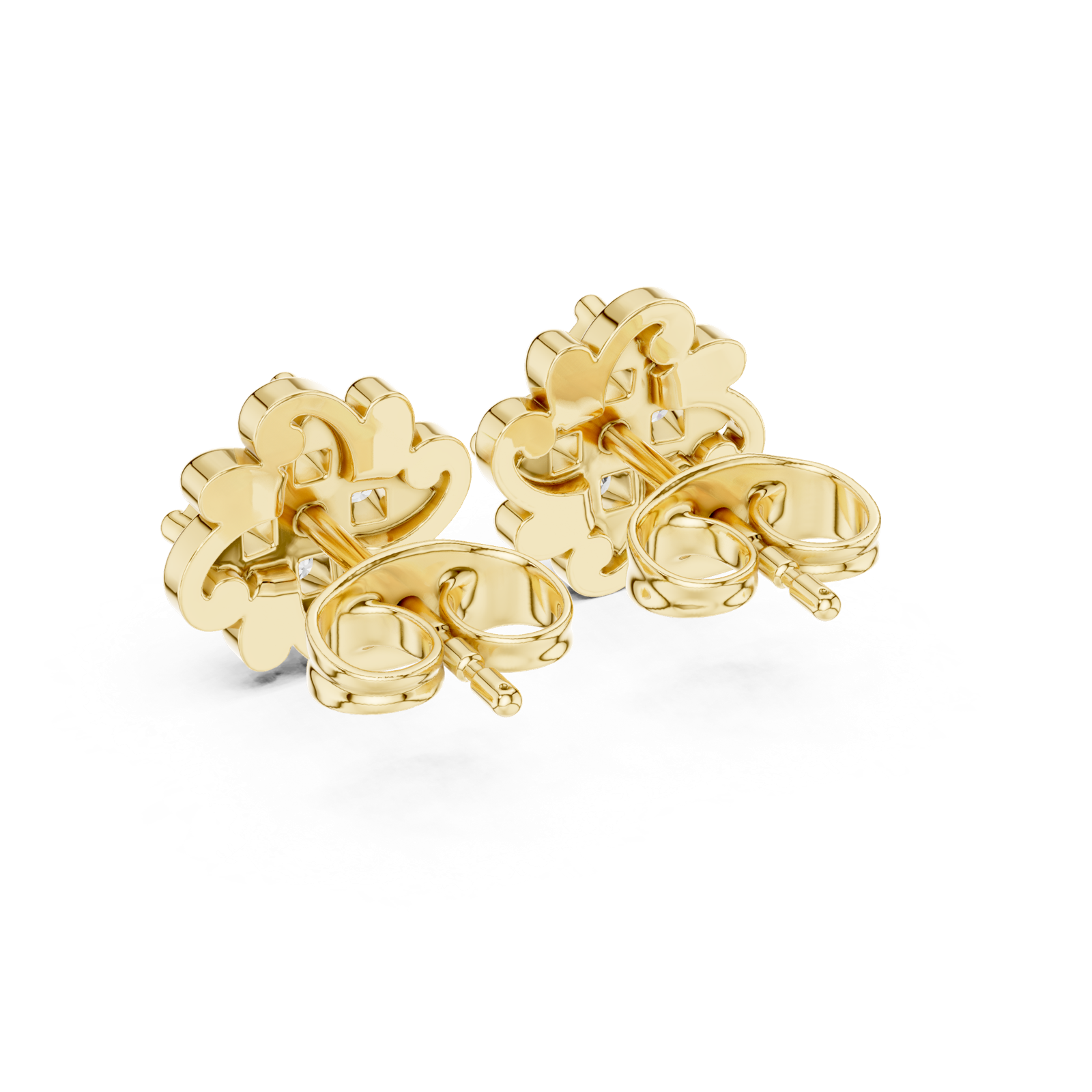 Gold Earrings 9-10069E, Yellow Gold, view 3