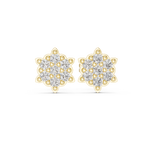14K Solid Gold Lab Diamond Star Cluster Earrings, Yellow Gold