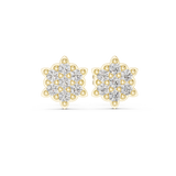 14K Solid Gold Lab Diamond Star Cluster Earrings, Yellow Gold