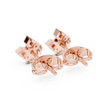 14K Solid Gold Lab Diamond Clover Cluster Earrings, Rose Gold, view 3