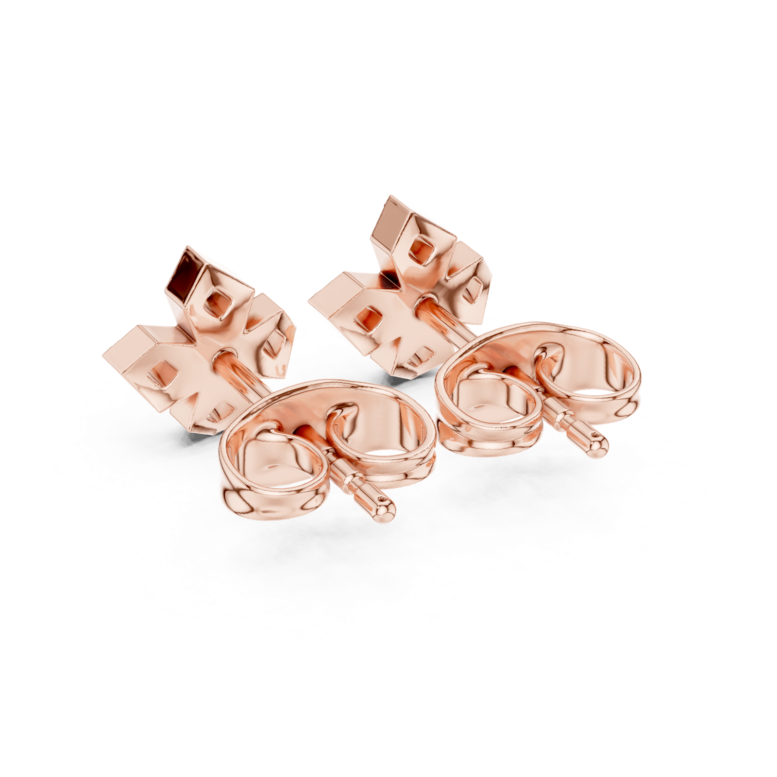 14K Solid Gold Lab Diamond Clover Cluster Earrings, Rose Gold, view 3