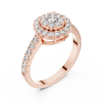 14K Solid Gold Lab Diamond Halo Ring, Rose Gold, view 2