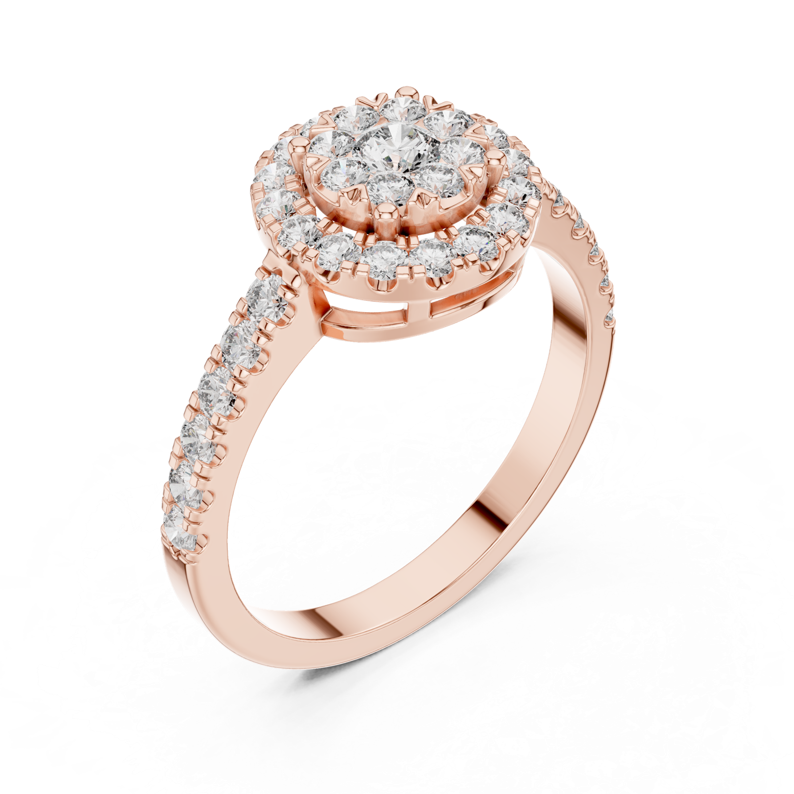 14K Solid Gold Lab Diamond Halo Ring, Rose Gold, view 2