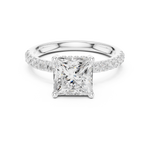Gold Ring DDLR-161, Princess center stone, White Gold, view 4