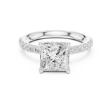 Gold Ring DDLR-161, Princess center stone, White Gold, view 4