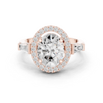 Gold Ring DDLR-342, Oval center stone, Rose Gold