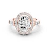 Gold Ring DDLR-342, Oval center stone, Rose Gold