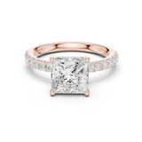 Gold Ring DDLR-161, Princess center stone, Rose Gold