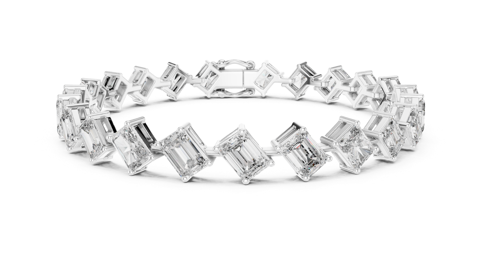 14K Solid Gold Lab Diamond Bracelet, White Gold, view 4