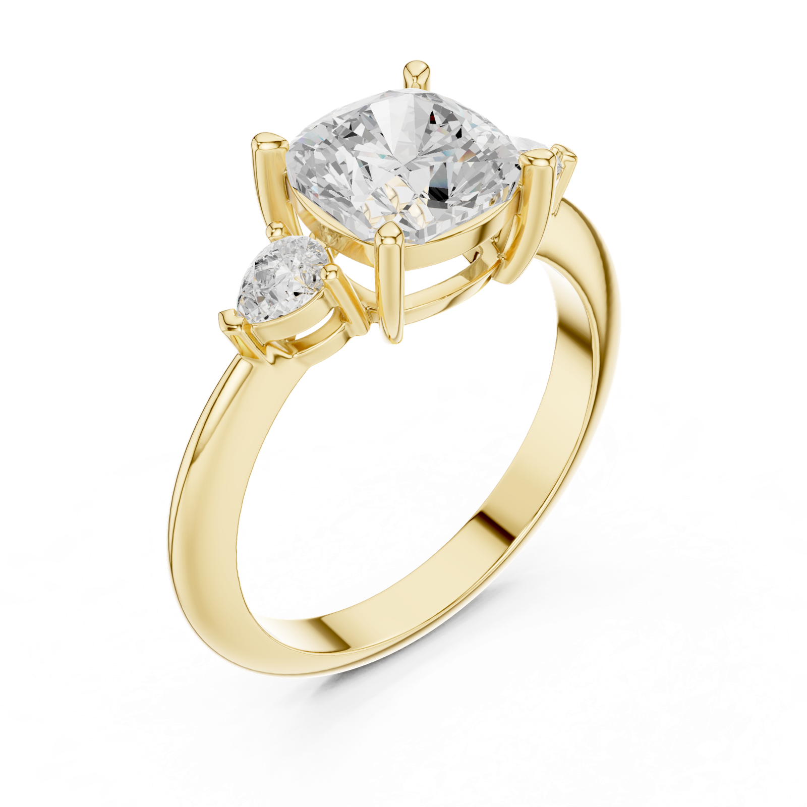 Gold Jewelry, Cushion center stone, Yellow Gold, view 2