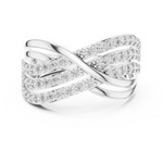 14K Solid Gold Lab Diamond Crossover Ring, White Gold