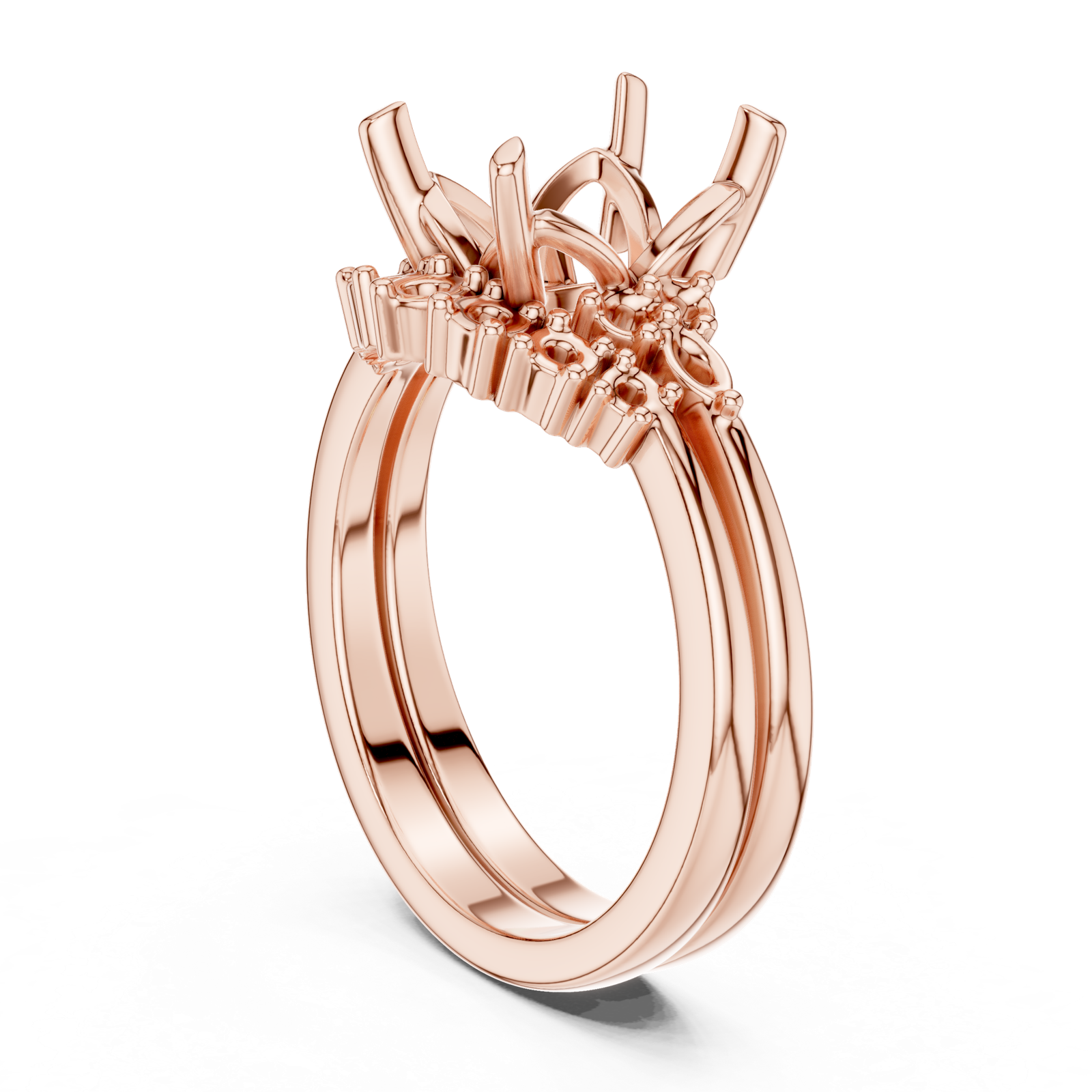 Gold Ring DDLR-440, Emerald center stone, Rose Gold, view 1