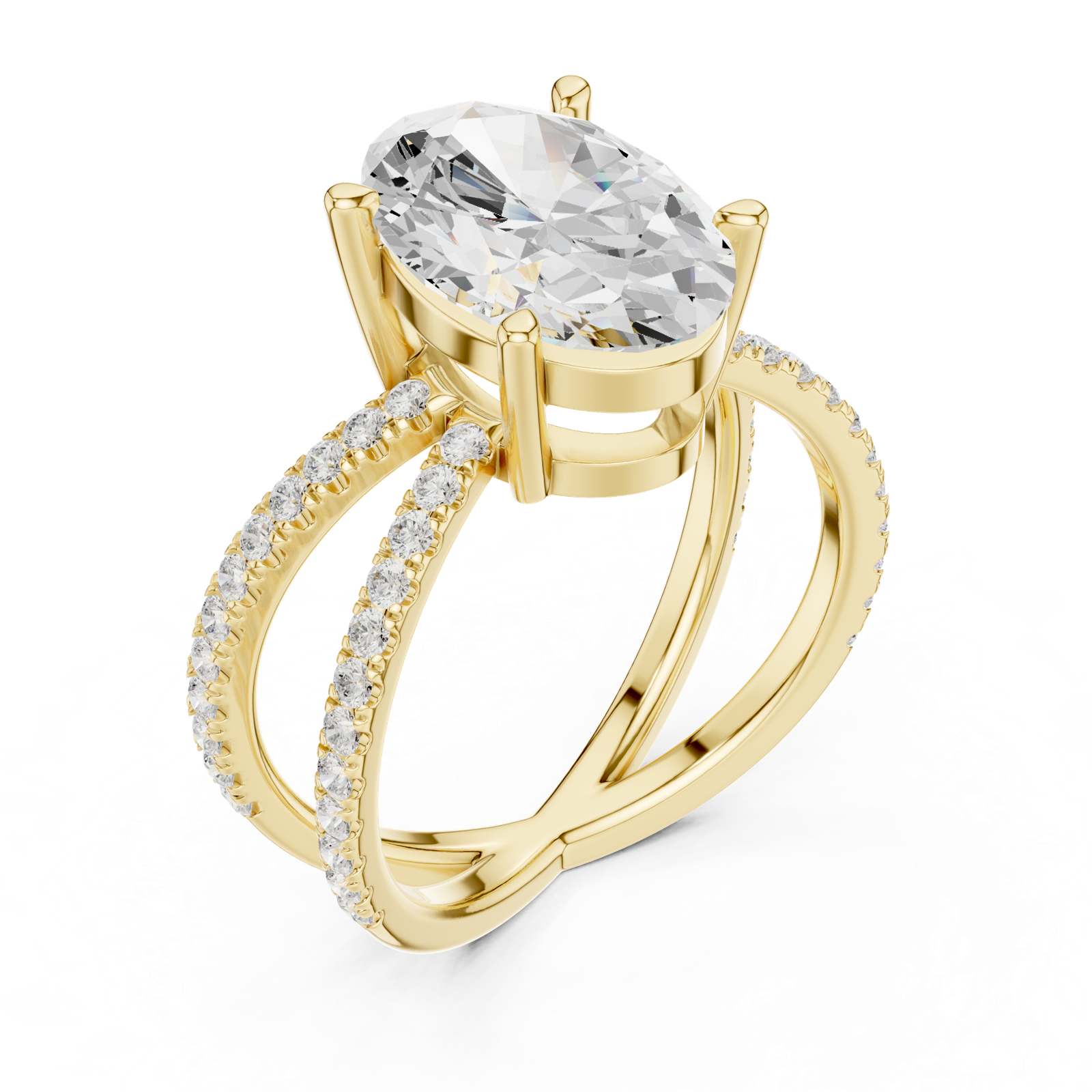 Gold Jewelry L36-25, Oval center stone, Yellow Gold, view 2