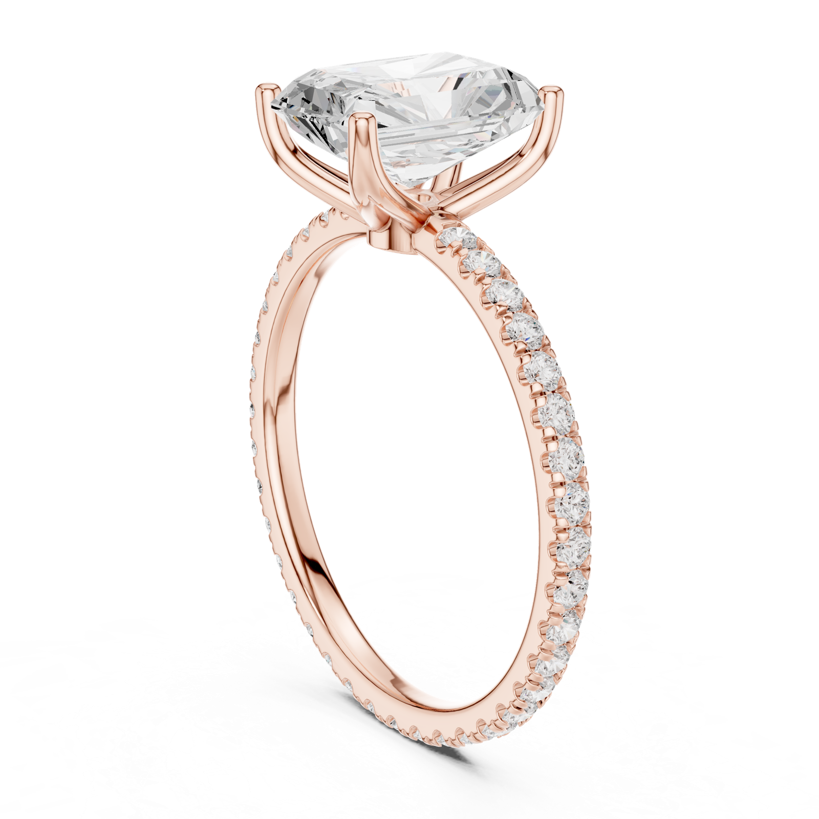 Gold Jewelry L36-16, Radiant center stone, Rose Gold, view 1