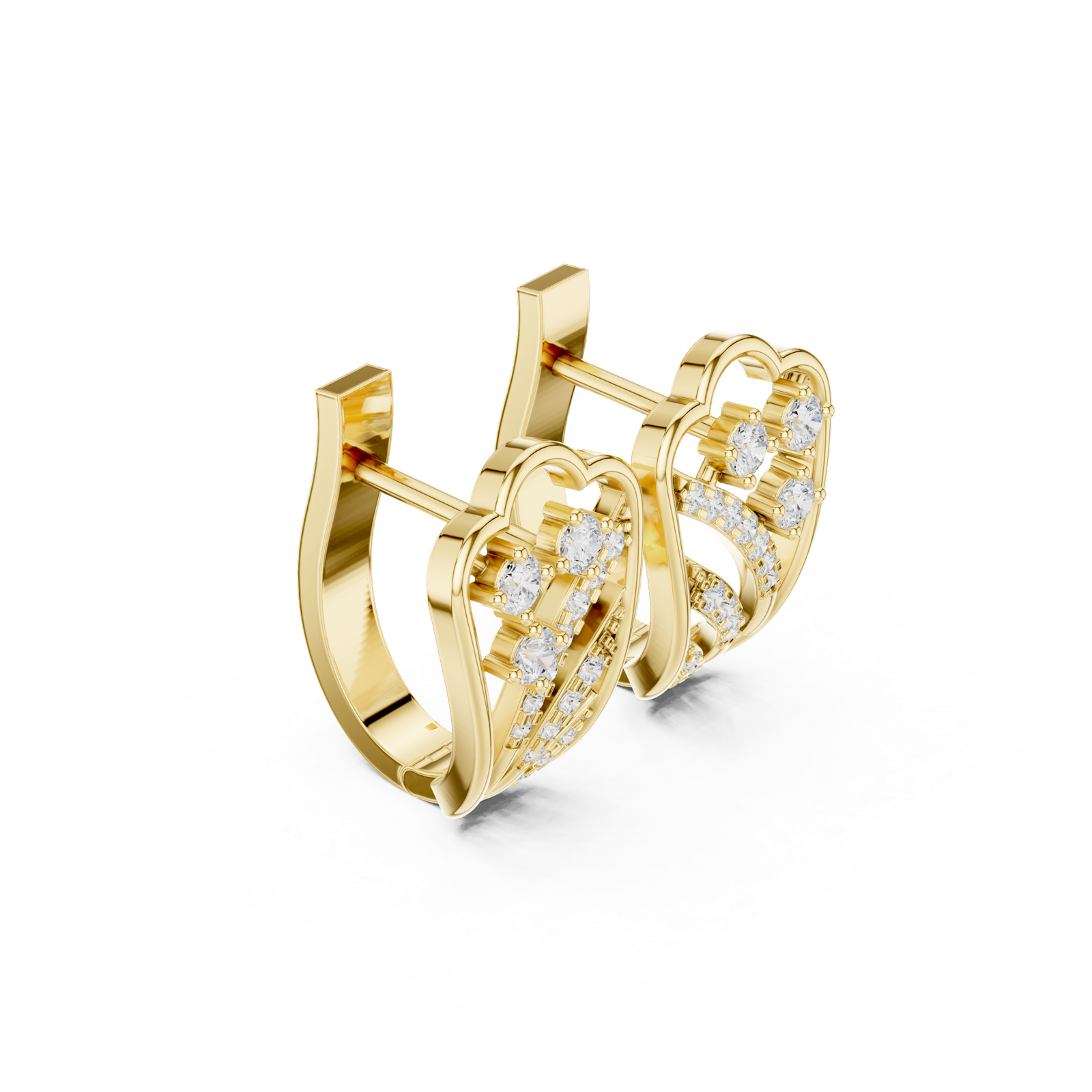 14K Solid Gold Lab Diamond Cluster Earrings, Yellow Gold, view 1