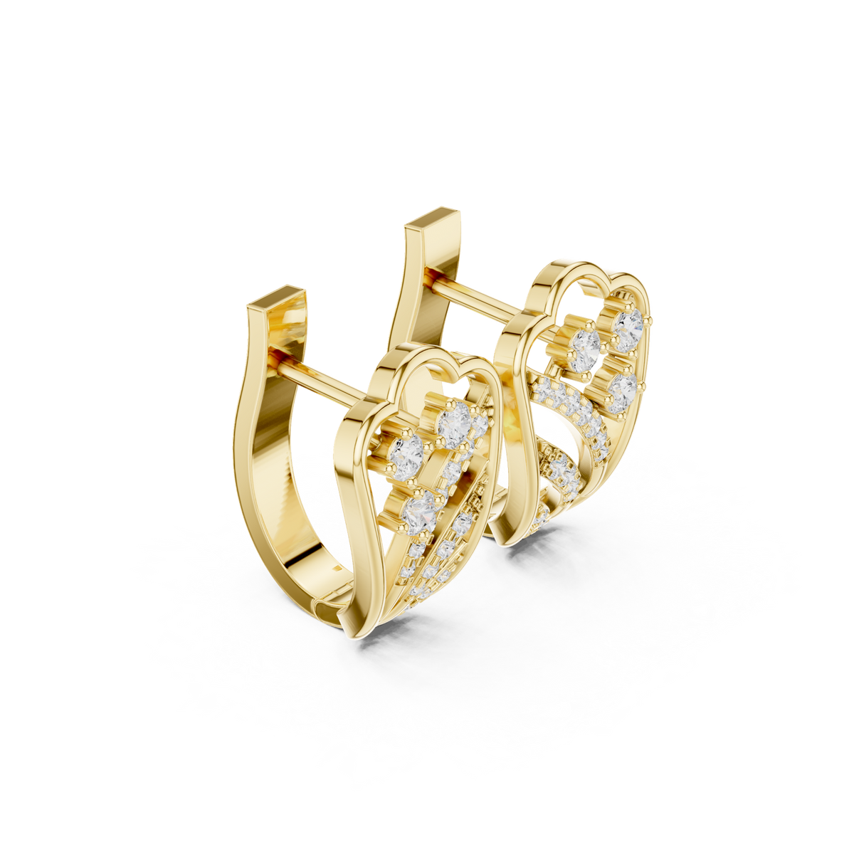 14K Solid Gold Lab Diamond Cluster Earrings, Yellow Gold, view 1