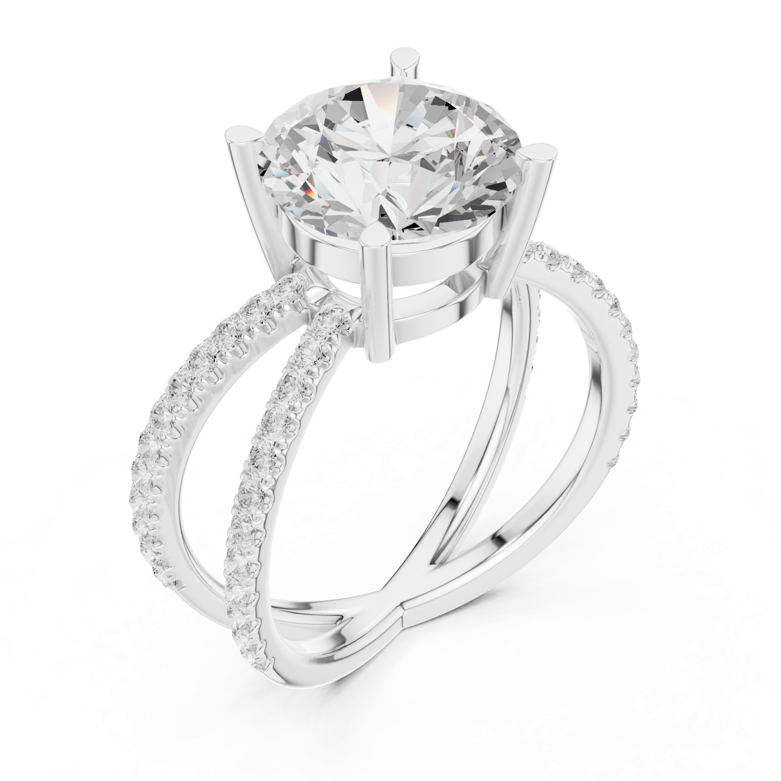 Gold Jewelry L36-25, Round center stone, White Gold, view 2